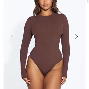 NAKEDWARDROBE The Snatched Bodysuit - Small - Chocolate NWT